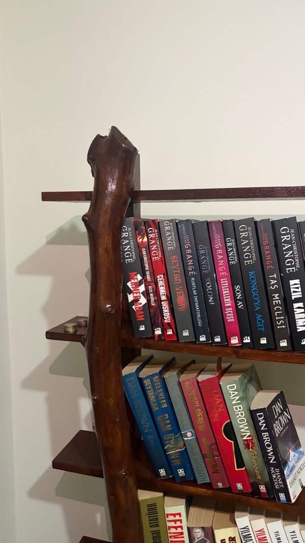 Gerçek ceviz ve çam ağacından ahşap kitaplık - Görsel 3