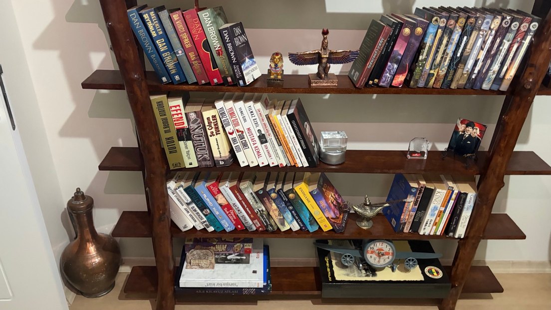 Gerçek ceviz ve çam ağacından ahşap kitaplık - Görsel 5
