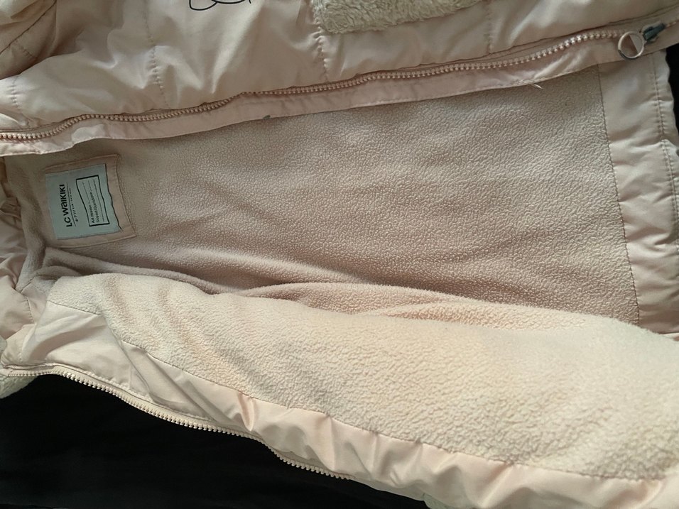 Pembe Kapüşonlu Nakışlı Kız Montu - Görsel 2