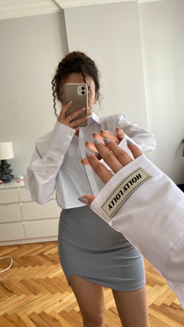 Beyaz Pamuklu Kısa Gömlek - Görsel 2