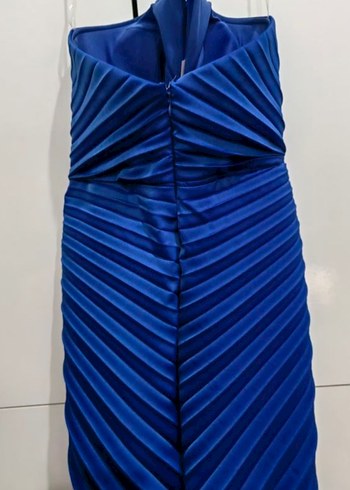 Mavi Straplez Pilili kısa Abiye Elbise - Görsel 2