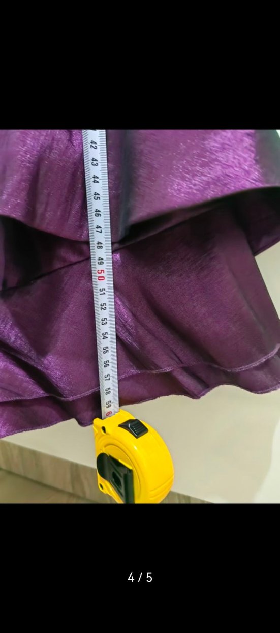 Mor Straplez Fırfırlı belden oturan kısa Abiye Elbise - Görsel 4