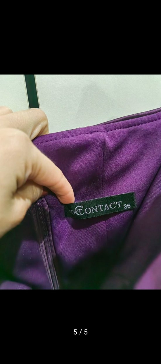 Mor Straplez Fırfırlı belden oturan kısa Abiye Elbise - Görsel 5