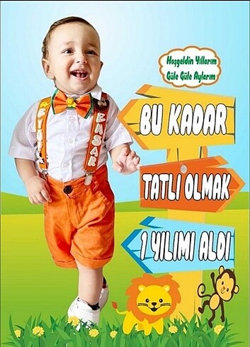 Erkek bebek 1 yaş safari konsept şortlu takım 