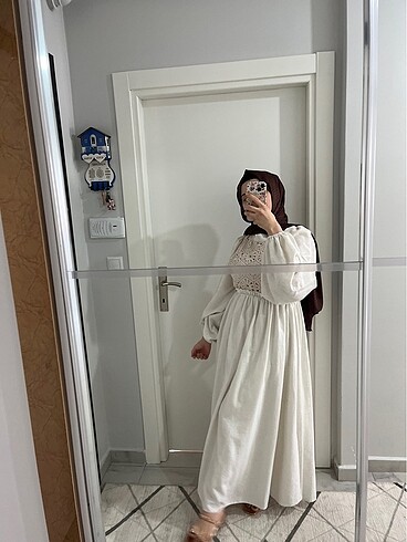 Keten astarlı işlemeli elbise - Görsel 10