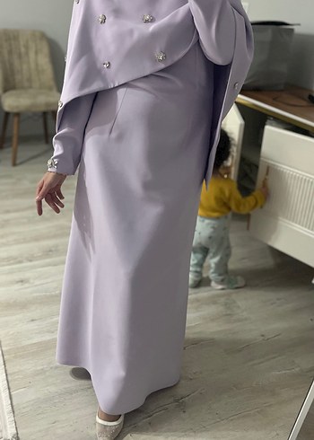 Mor Drapeli Uzun Abiye Elbise - Görsel 3