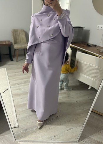 Mor Drapeli Uzun Abiye Elbise - Görsel 5