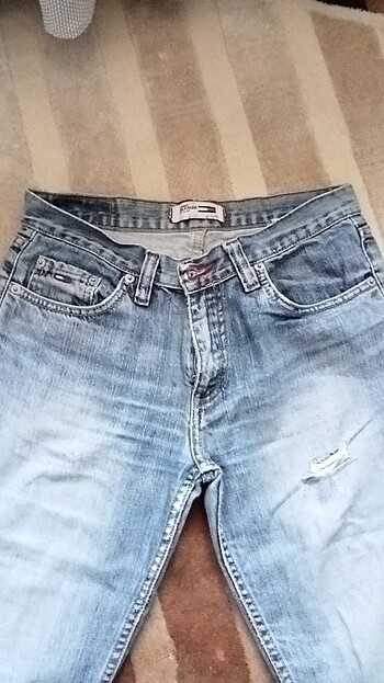 xs Beden tommy hilfiger düşük bel yırtık kot pantolon
