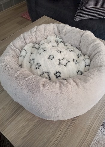 Gri Yumuşak Peluş kedi yatagı - Görsel 2