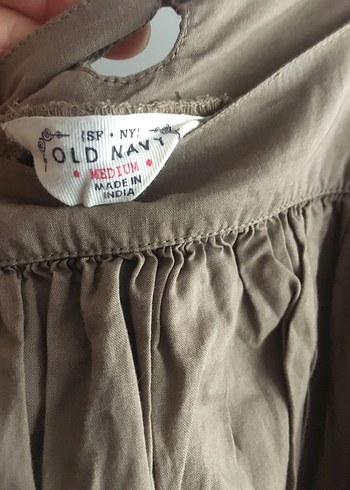 Bej Keten Midi Elbise - Görsel 2