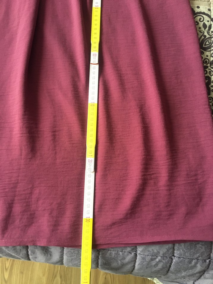 Bordo Uzun Keten Elbise - Görsel 4