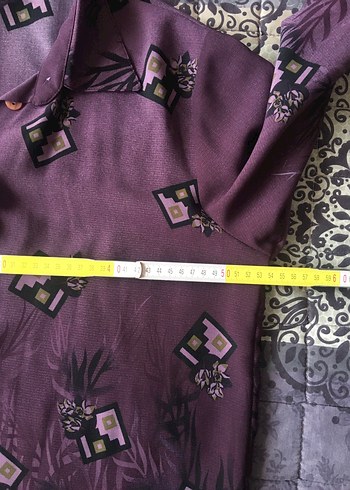 Mor Desenli Düğmeli Uzun Kollu Kadın Gömlek - Görsel 3