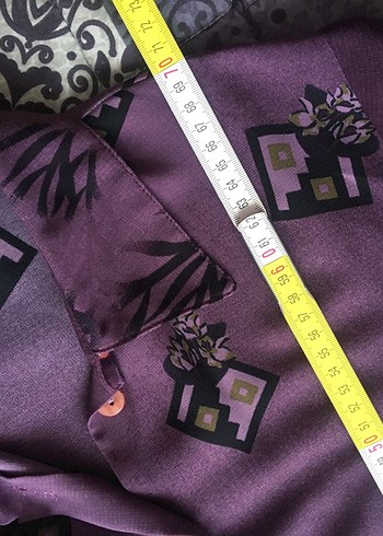 Mor Desenli Düğmeli Uzun Kollu Kadın Gömlek - Görsel 4