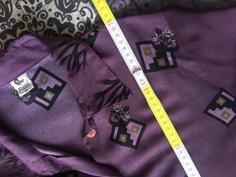 Mor Desenli Düğmeli Uzun Kollu Kadın Gömlek - Görsel 4