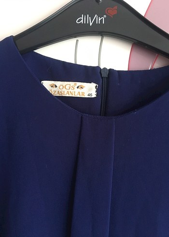 Lacivert Drapeli Uzun Kollu Kadın Elbise - Görsel 2