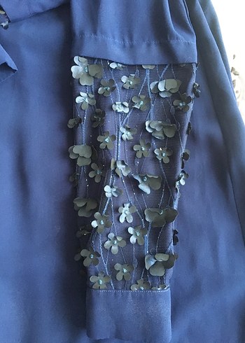 Lacivert Drapeli Uzun Kollu Kadın Elbise - Görsel 6