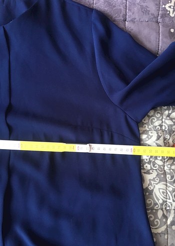 Lacivert Drapeli Uzun Kollu Kadın Elbise - Görsel 4