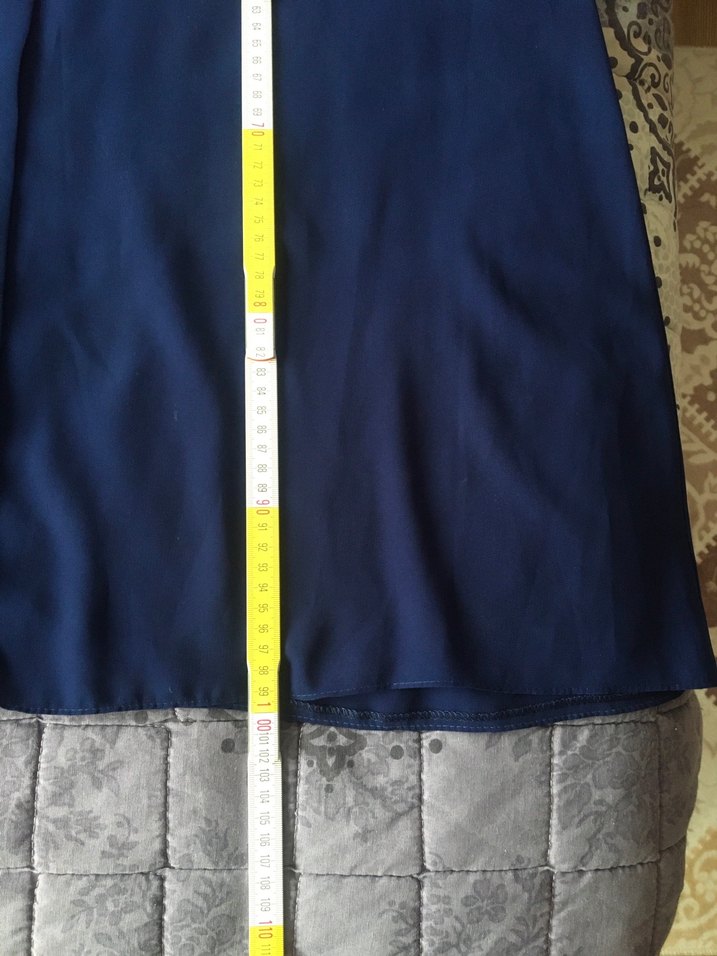 Lacivert Drapeli Uzun Kollu Kadın Elbise - Görsel 5