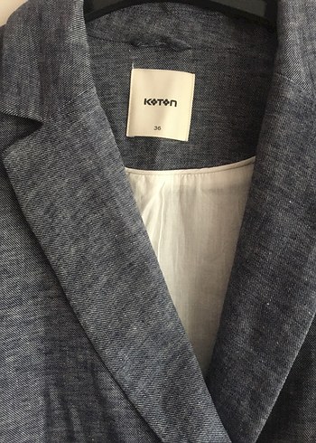 Gri Düğmeli Denim Kadın Blazer - Görsel 2