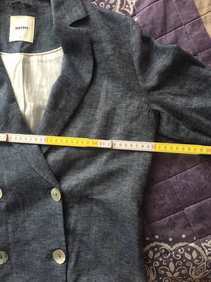 Gri Düğmeli Denim Kadın Blazer - Görsel 3