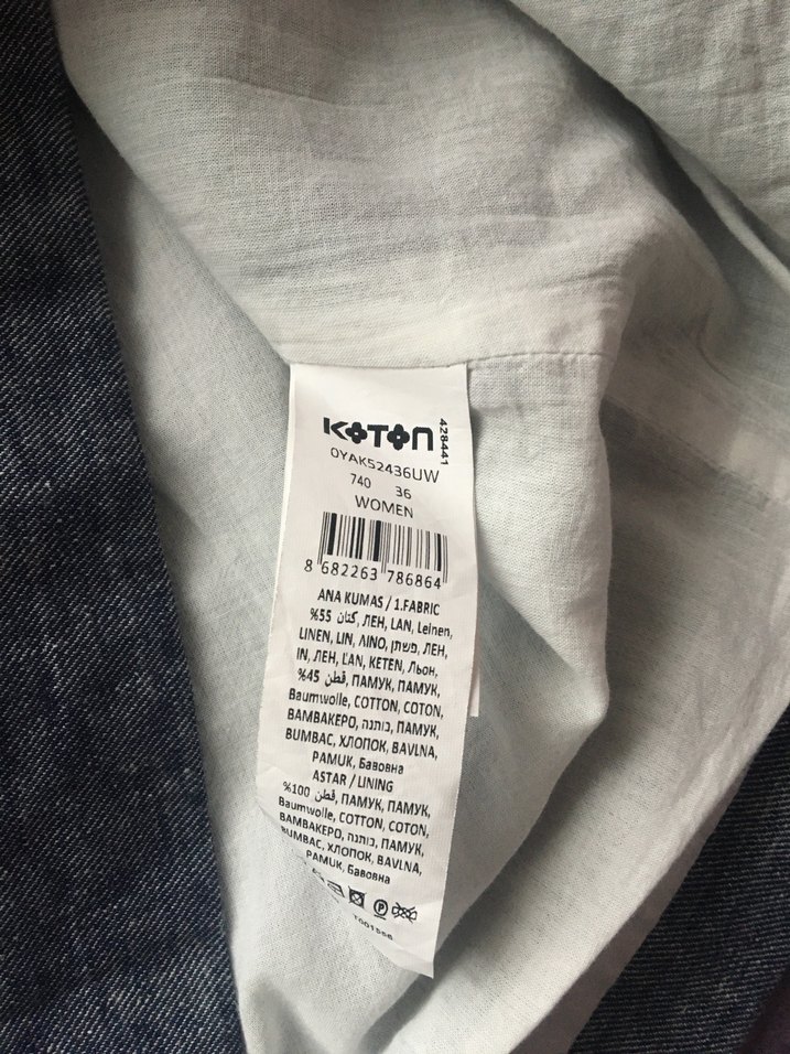 Gri Düğmeli Denim Kadın Blazer - Görsel 5