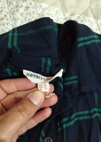 m Beden yeşil Renk Düğmeli Yeşil Keten Kadın Gömlek