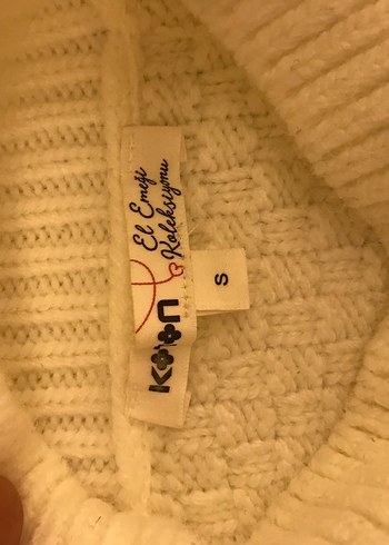 Kadın Beyaz Bohem Yüksek Yakalı Yün Kazak - Görsel 4