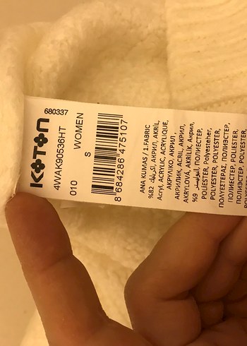 Kadın Beyaz Bohem Yüksek Yakalı Yün Kazak - Görsel 7