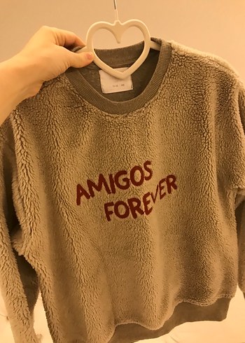 Kız Çocuk Kahverengi Peluş Sweatshirt - Görsel 2