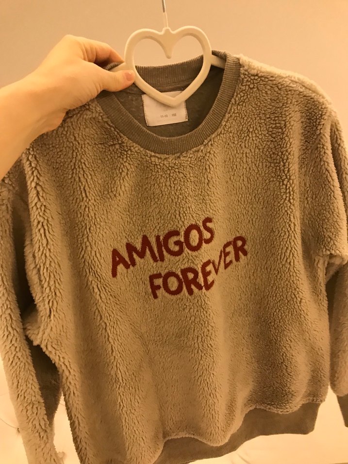 Kız Çocuk Kahverengi Peluş Sweatshirt - Görsel 2