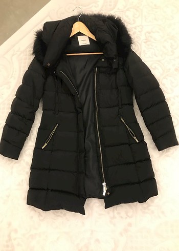 Siyah Kürklü Midi Kadın Kışlık Mont - Görsel 2