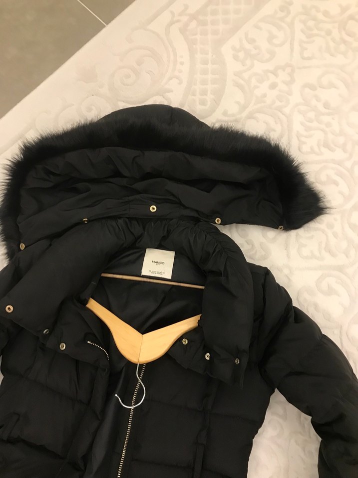 Siyah Kürklü Midi Kadın Kışlık Mont - Görsel 5