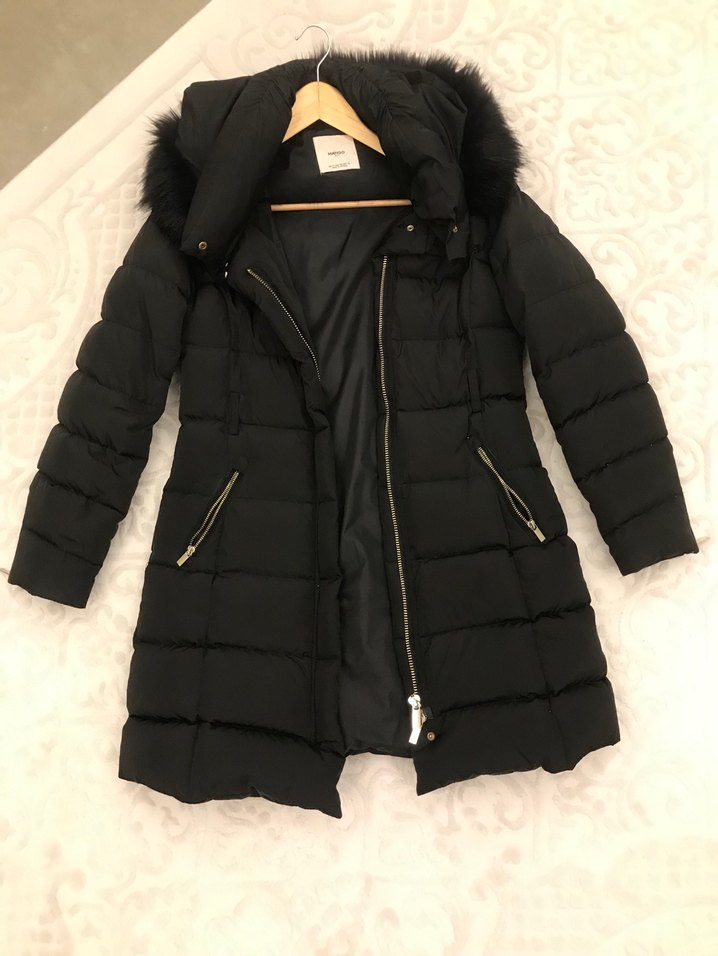 Siyah Kürklü Midi Kadın Kışlık Mont - Görsel 2