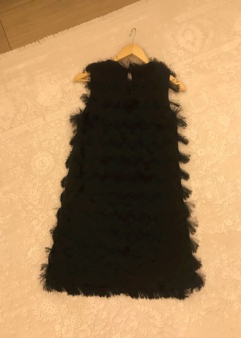 Siyah Nakışlı Volanlı Midi Elbise - Görsel 5