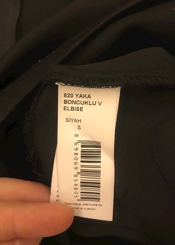Boncuk İşlemeli V Yakalı Siyah Midi Elbise - Görsel 9