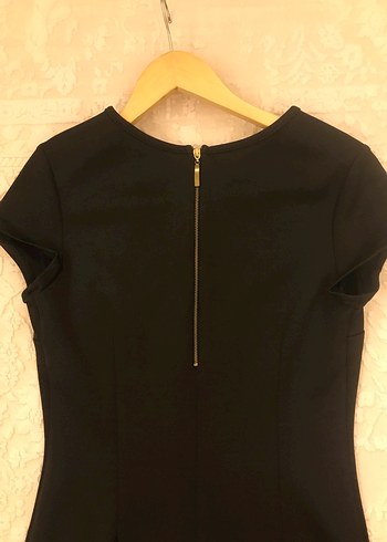 Boncuk İşlemeli V Yakalı Siyah Midi Elbise - Görsel 6