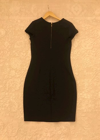 Boncuk İşlemeli V Yakalı Siyah Midi Elbise - Görsel 5