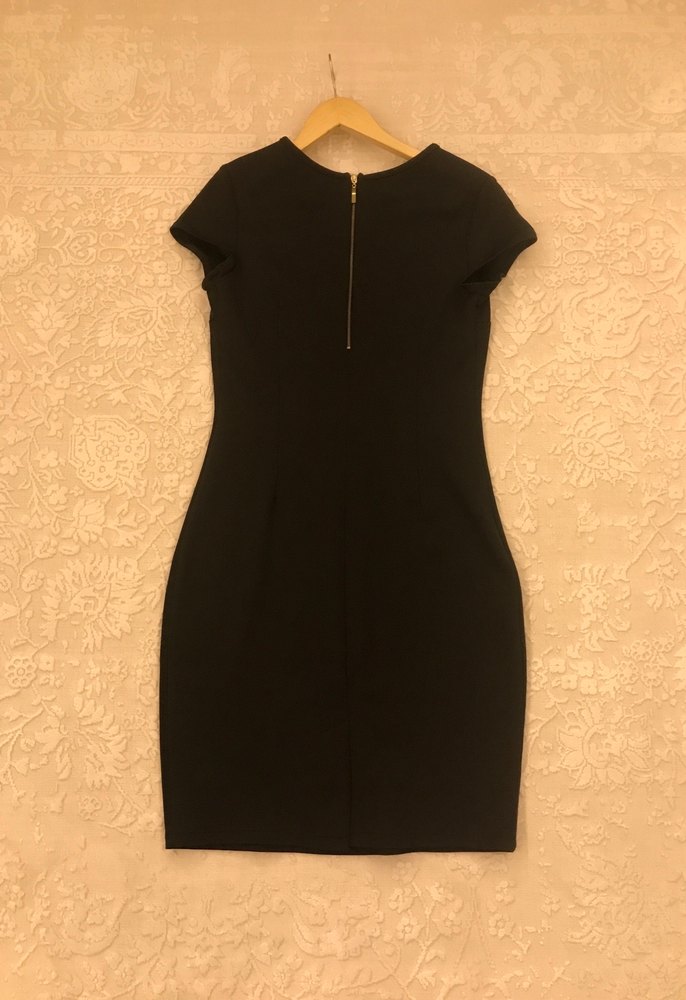 Boncuk İşlemeli V Yakalı Siyah Midi Elbise - Görsel 5