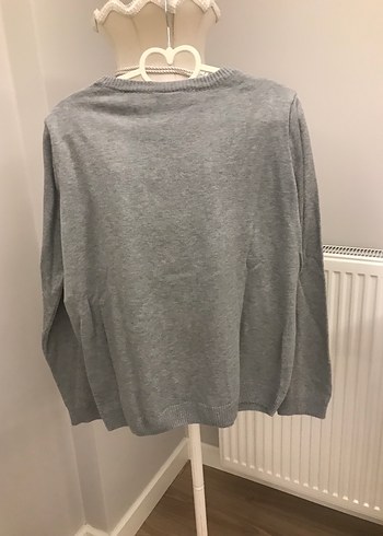 Gri Uzun Kollu Triko Kadın Kazak - Görsel 2