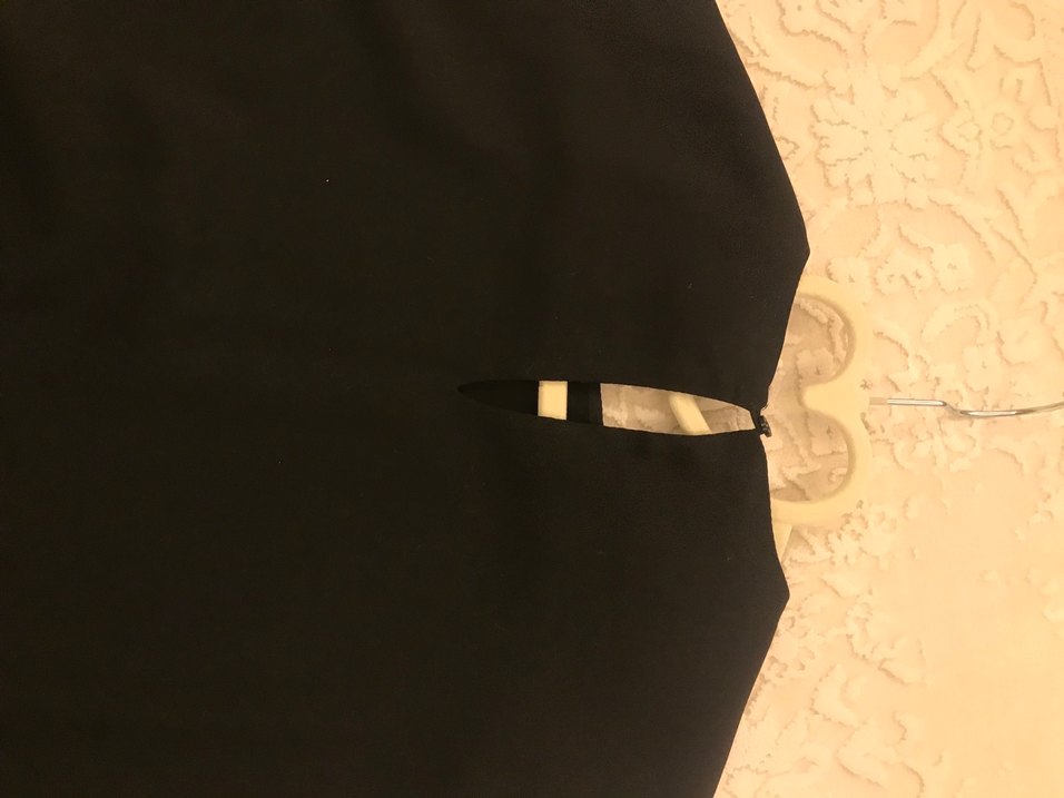 Kolu yırtmaçlı , Siyah Uzun Kollu Kadın Gömlek - Görsel 3