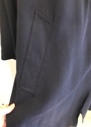 Lacivert Uzun Kadın Trençkot - Görsel 7