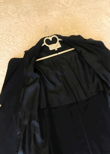 Lacivert Uzun Kadın Trençkot - Görsel 11