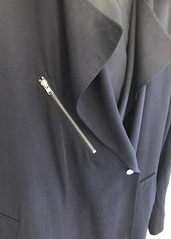 Lacivert Uzun Kadın Trençkot - Görsel 6