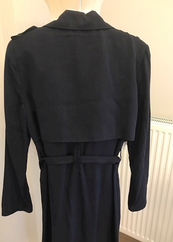 Lacivert Uzun Kadın Trençkot - Görsel 3