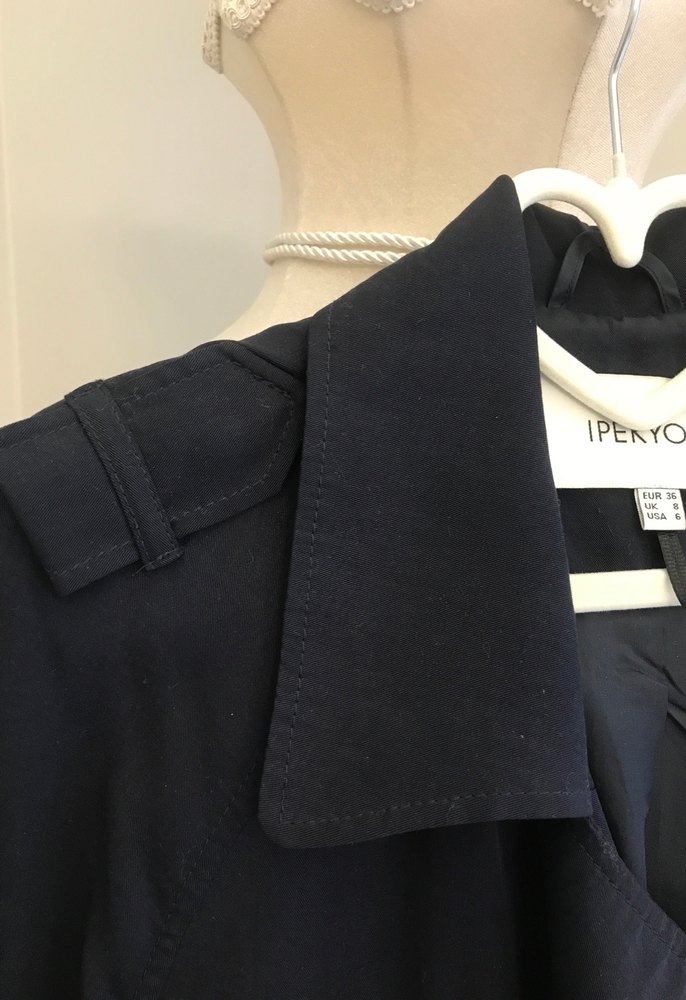 Lacivert Uzun Kadın Trençkot - Görsel 5