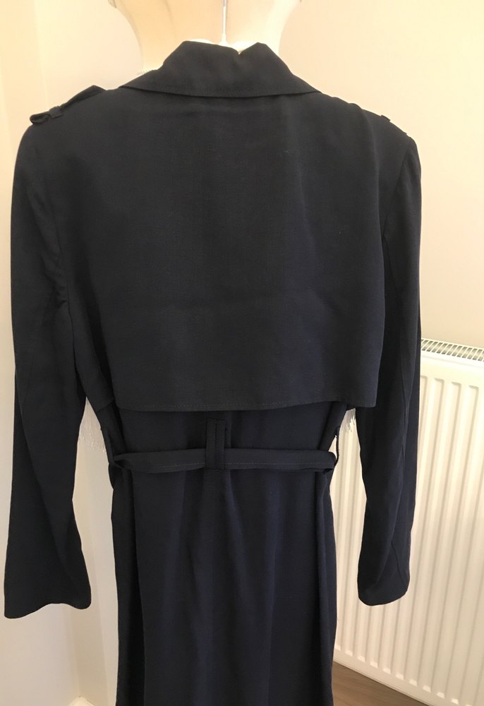 Lacivert Uzun Kadın Trençkot - Görsel 3