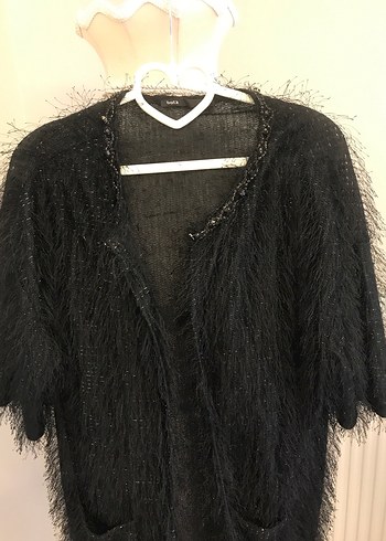 Siyah Kürklü Kadın Midi Hırka - Görsel 2