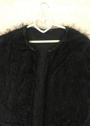 Siyah Kürklü Kadın Midi Hırka - Görsel 6