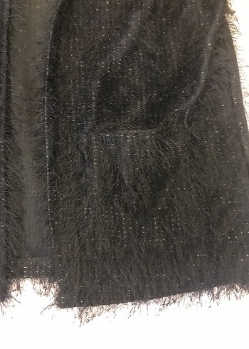 Siyah Kürklü Kadın Midi Hırka - Görsel 9