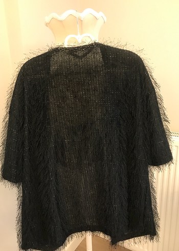 Siyah Kürklü Kadın Midi Hırka - Görsel 3